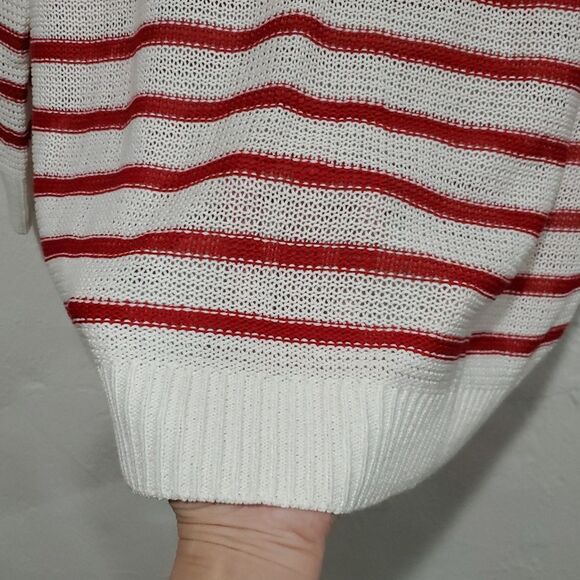LOFT Striped Knit Sweater in Red & White Size M - Picture 8 of 13